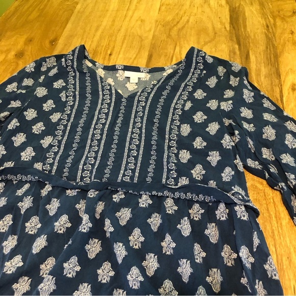 J Jill Blue Eastern Pattern Lightweight Tunic Top Shirt Womens Size Medium - Picture 3 of 10